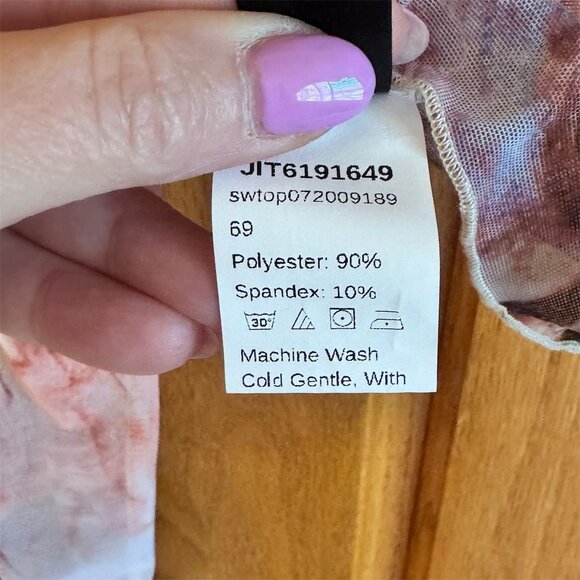 SHEIN Women's Multicolor Marble Print Mesh Crop Top Size M New - Picture 5 of 5